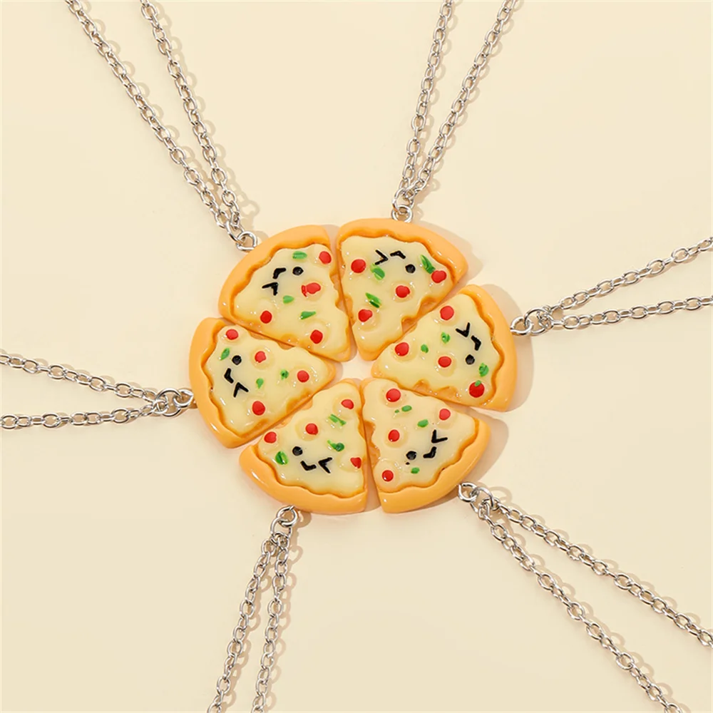 Cute Pizza Pendant Necklace for Women Vintage Pizza Shape Adjustable Necklace Best Friend Charms Keychain Jewelry Gift