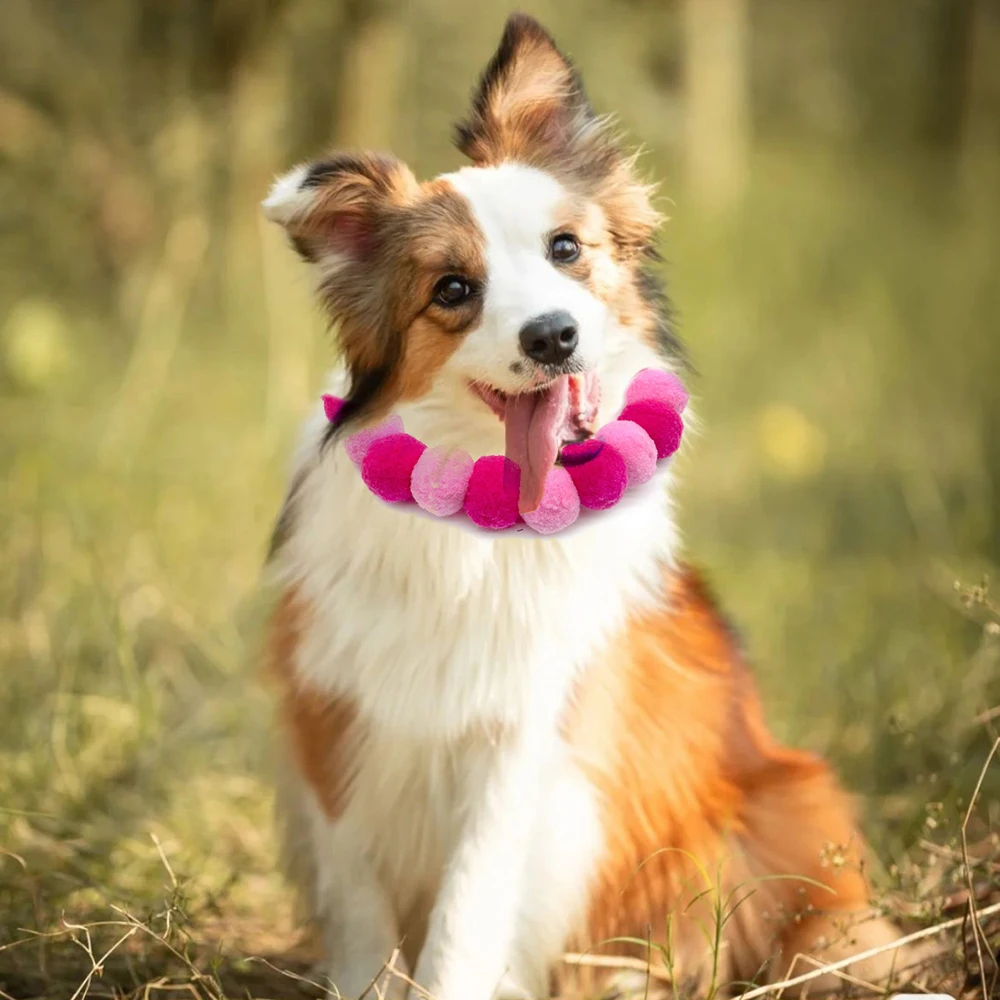 30pcs Pet Dog Rainbow Style Hair Ball Necklace Collar Pet Dog Cat Bow Ties Neckties Dog Grooming Accessories