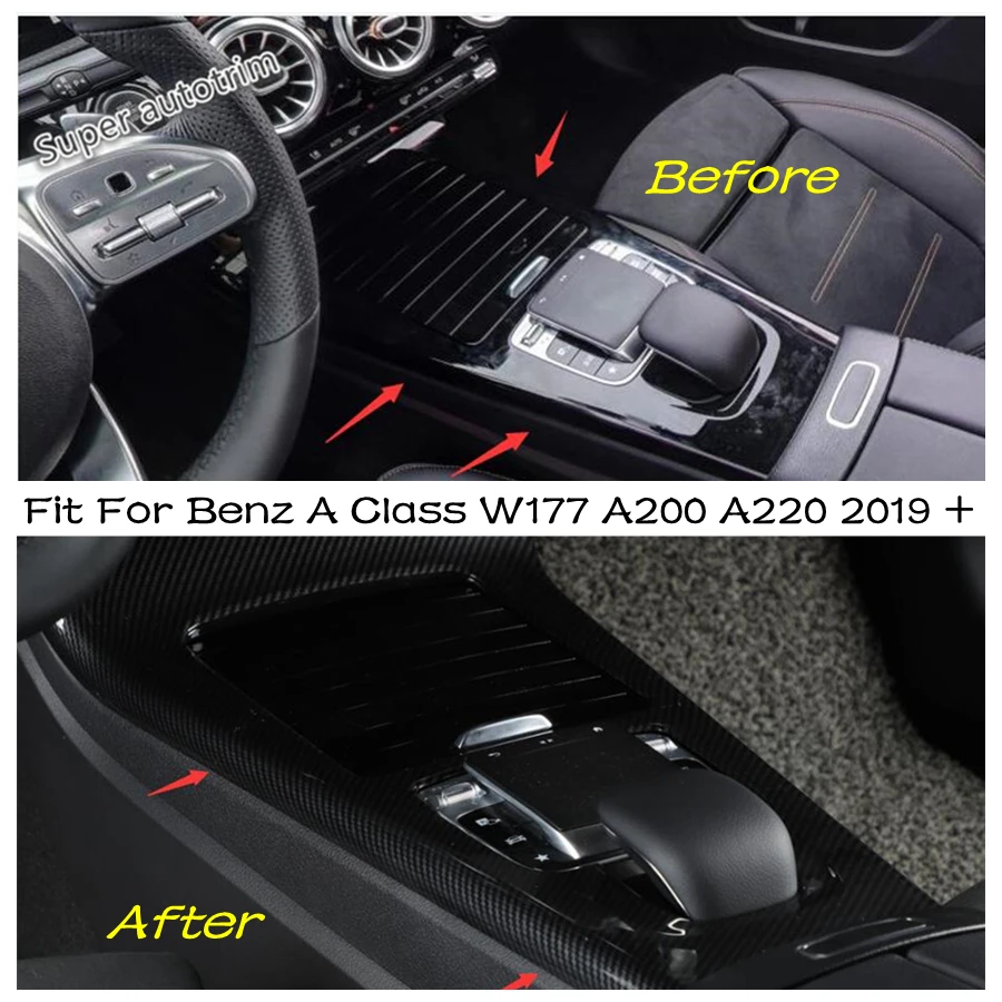 

Lapetus Carbon Fiber Center Console Stalls Gear Shift Box Panel Cover Trim For Benz A Class W177 A200 A220 2019 - 2024 Interior