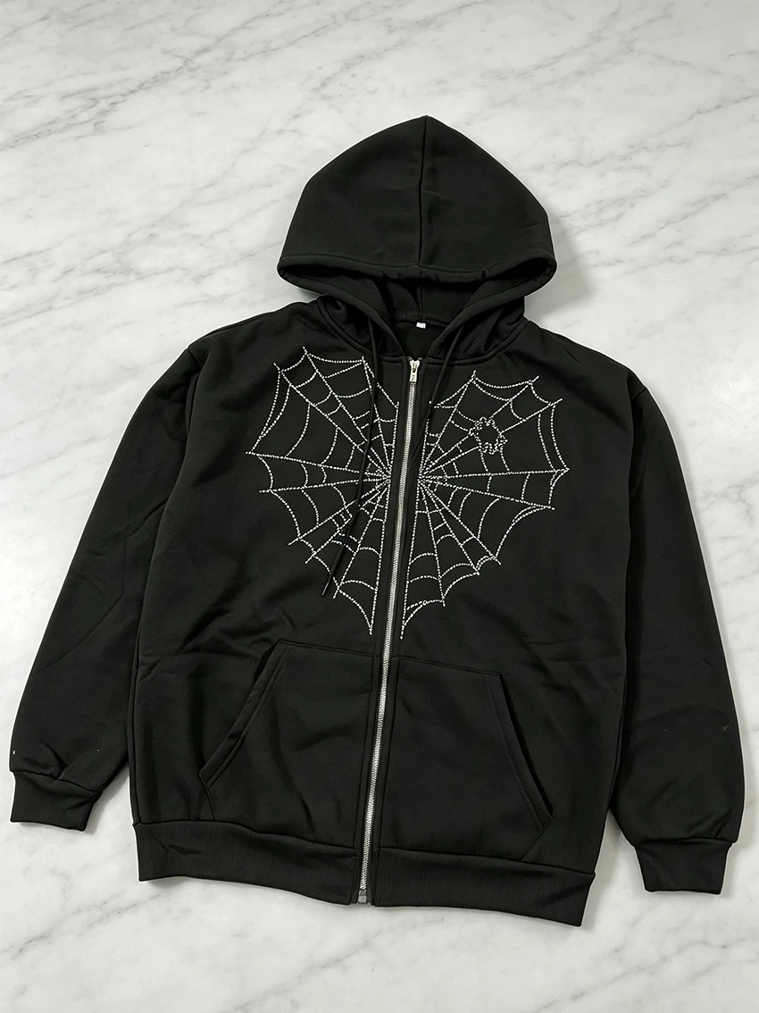 Mens Fashion Zip Up Hoodies - هوديز نسائية واسعة بتصميم بانك Y2K