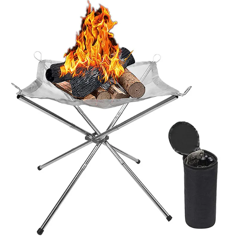 Folding Campfire Rack Outdoor Camping barbecue mesh with stainless steel fire rack lightweight carbon extraction stove