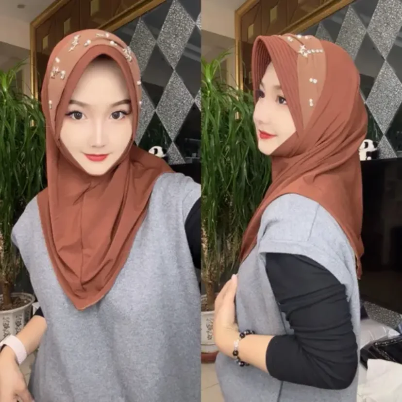 Isamic Brand Trendy Shawls Muslim Sweet Girls Scarf Soft Hijab Hat