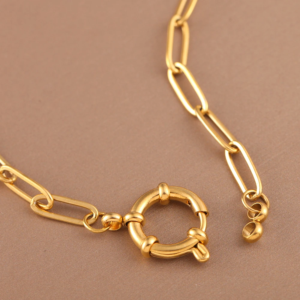 Choker neck Golden Women\'s Stainless Steel Necklace Large Cross Chain Fashionable and Simple Jewelry Necklace 2025 Women\'s Trend