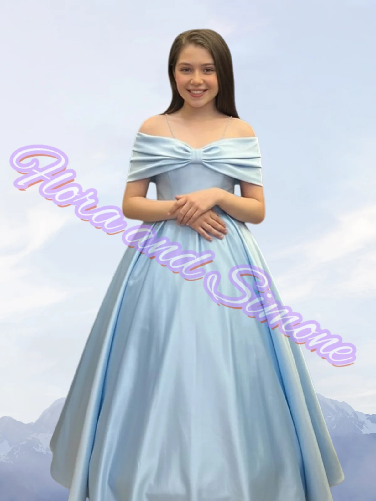 Elegantes Blumenmädchenkleid mit grüner Schleife und quadratischen Schultern für Hochzeitszeremonien, Geburtstagsgeschenke, Partys, formelle Empfänge, individuell