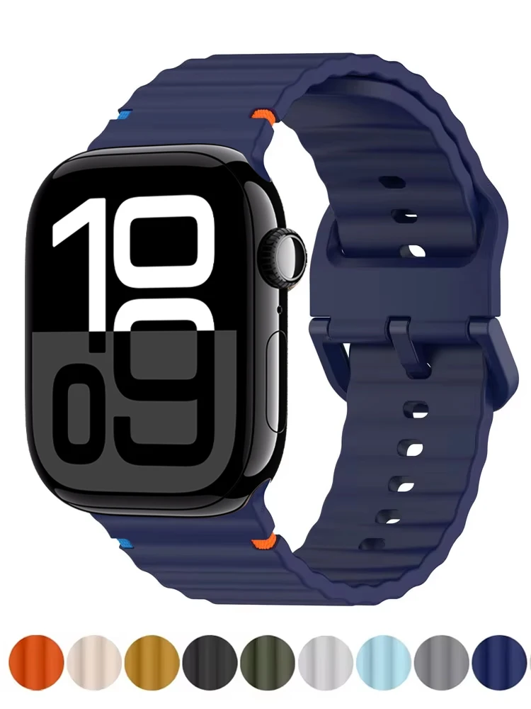 حزام سيليكون لساعة أبل 10 الفرقة 46 مللي متر 42 مللي متر 49 مللي متر 45 مللي متر 44 مللي متر 40 41 مللي متر كوريا سوار حزام iWatch سلسلة 10 9 8 6 7 5 SE Ultra