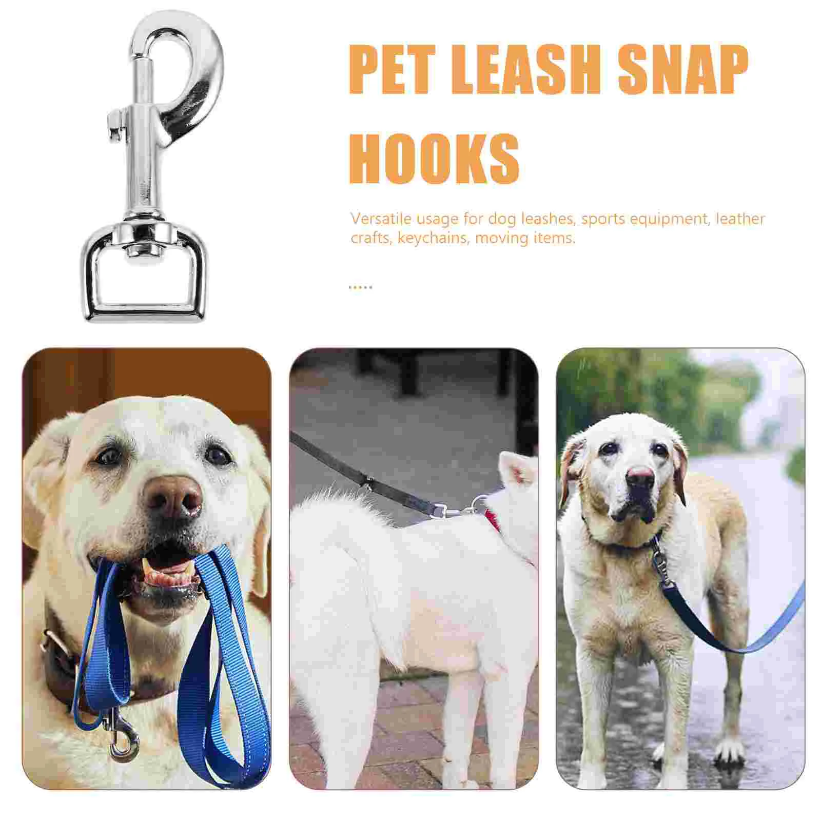 2pcs Dog Leash Clasp Metal Snap Hooks Clips Pet Leashes Spring Buckle for Linking restraint connectors