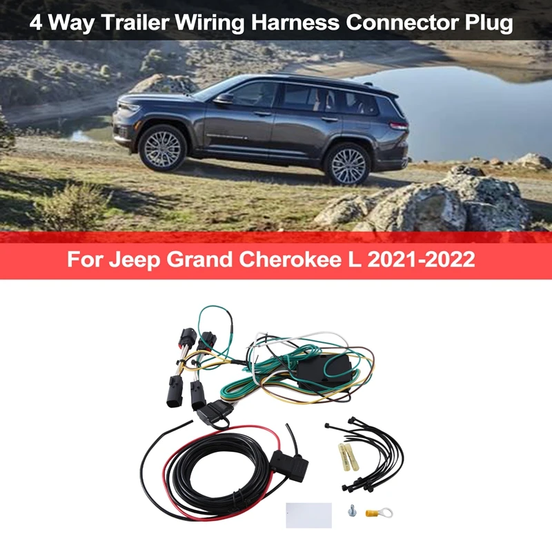 

4 Way Trailer Wiring Harness Connector Plug 118847 ABS Interior Accessories For Jeep Grand Cherokee L 2021-2022