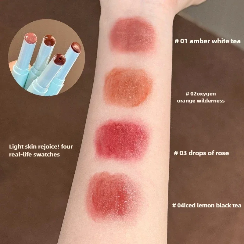 4色展開 ソリッドリップグロススティック ミント ノンスティッキー グラスシャイン リップバーム 保湿 ウォーターライト リップスティック ティント ナチュラルルック メイクアップ