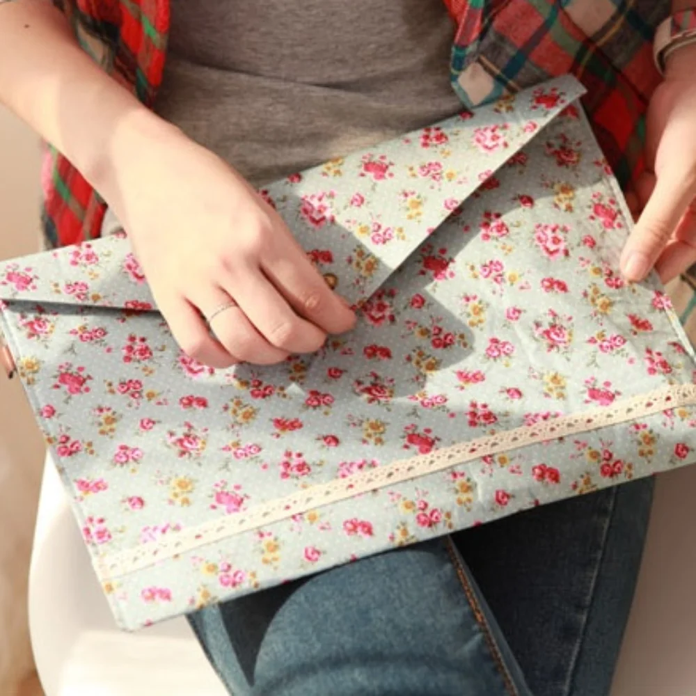 Soft Floral a4 File Bag Portable Document Protector Elegant Data Bag Large Capacity Waterproof Test Paper Organizer Stationery