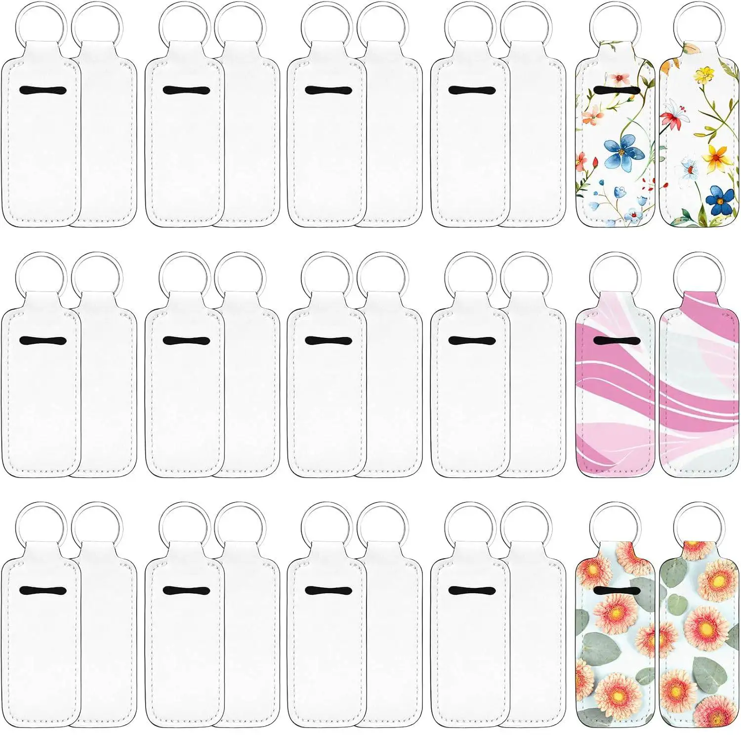 8 llaveros en blanco para lápiz labial y lápiz labial de sublimación, funda con clip de neopreno a granel con llavero de viaje para bricolaje