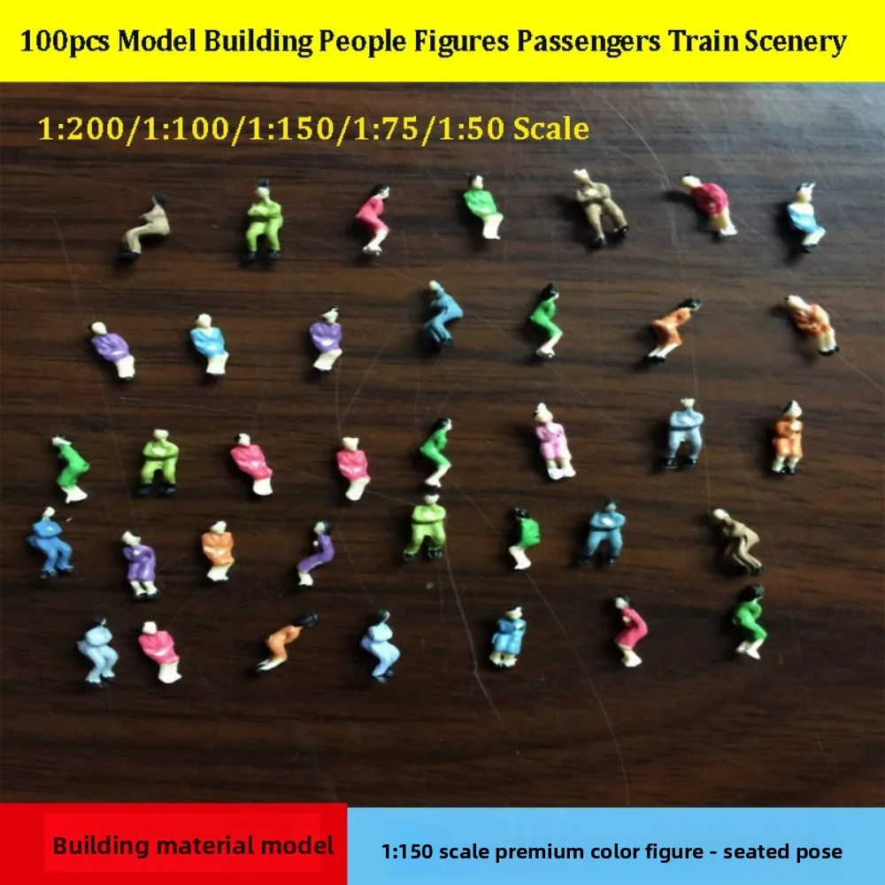 

100pcs 1:200/1:100/1:150/1:75/1:50 Scale Model Building People Figures Mixed Color Colorful Standing People Assorted Poses