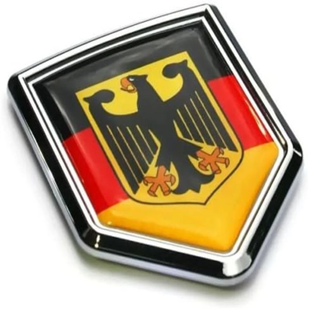 Car Chrome Decals CBSHD077 German Decal Germany Flag Car Motorcycle Chrome Shield Shape Emblem 3D Sticker Deutschland