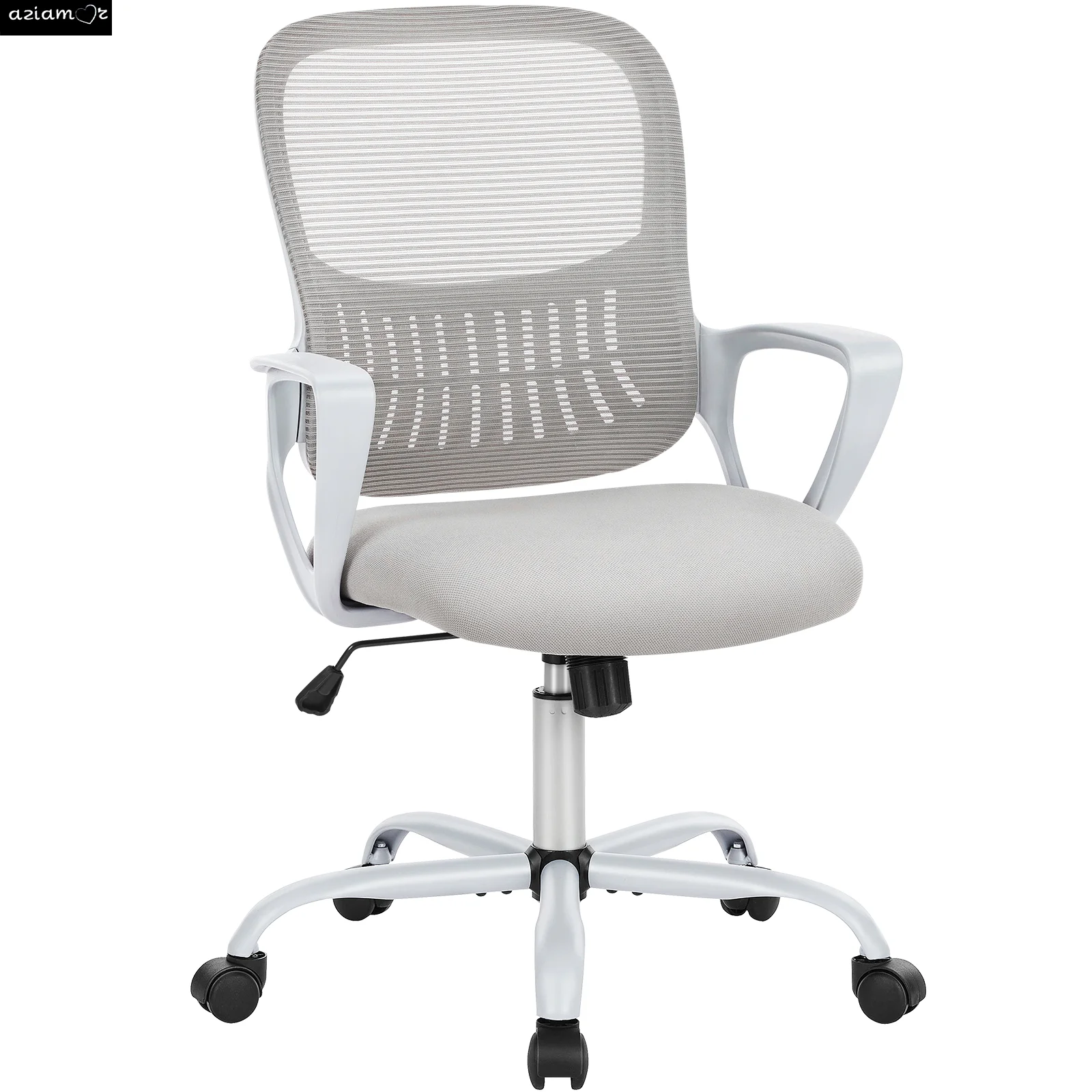 Sweetcrispy Ergonomic Office Chair Home Desk Mesh Chair with Fixed Armrest Executive Computer Chair with Soft Foam Seat Cushion 