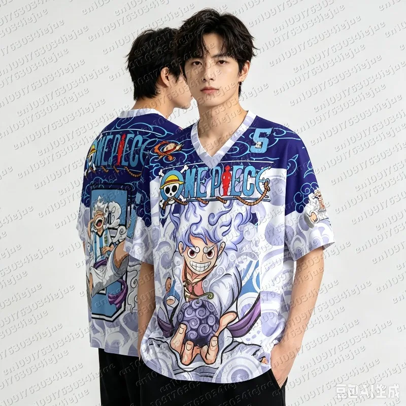 Camiseta Jersey Monkey D. Luffy Gear 5 Nika 5 2026, Camiseta Masculina Estilo Hip Hop Streetwear com Estampa Deus do Sol Nika Fruta do Diabo