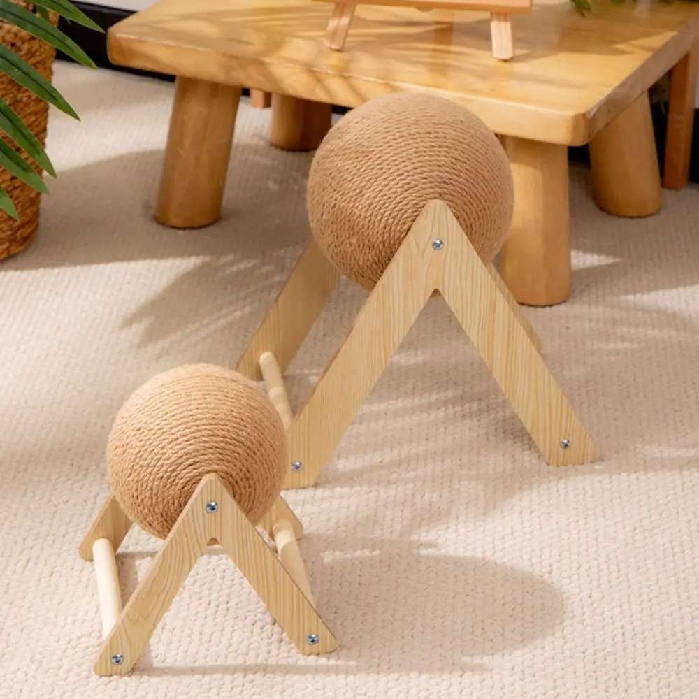 

Non-falling Off Cat Scratching Ball Grinding Wooden Cats Scratcher Wear-resistant Sisal Rope Pet Supplies Pet Supplies