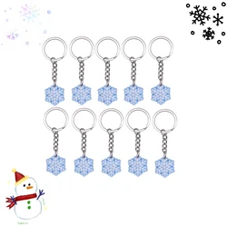 10pcs Snowflake Keychains, Festive Christmas Party Favors and Stocking Stuffer Gifts