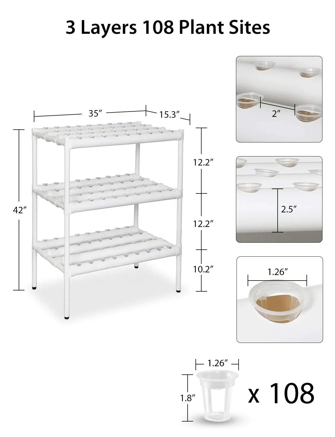 108 Holes Hydroponic Grow Kit Indoor Hydroponic Planting System