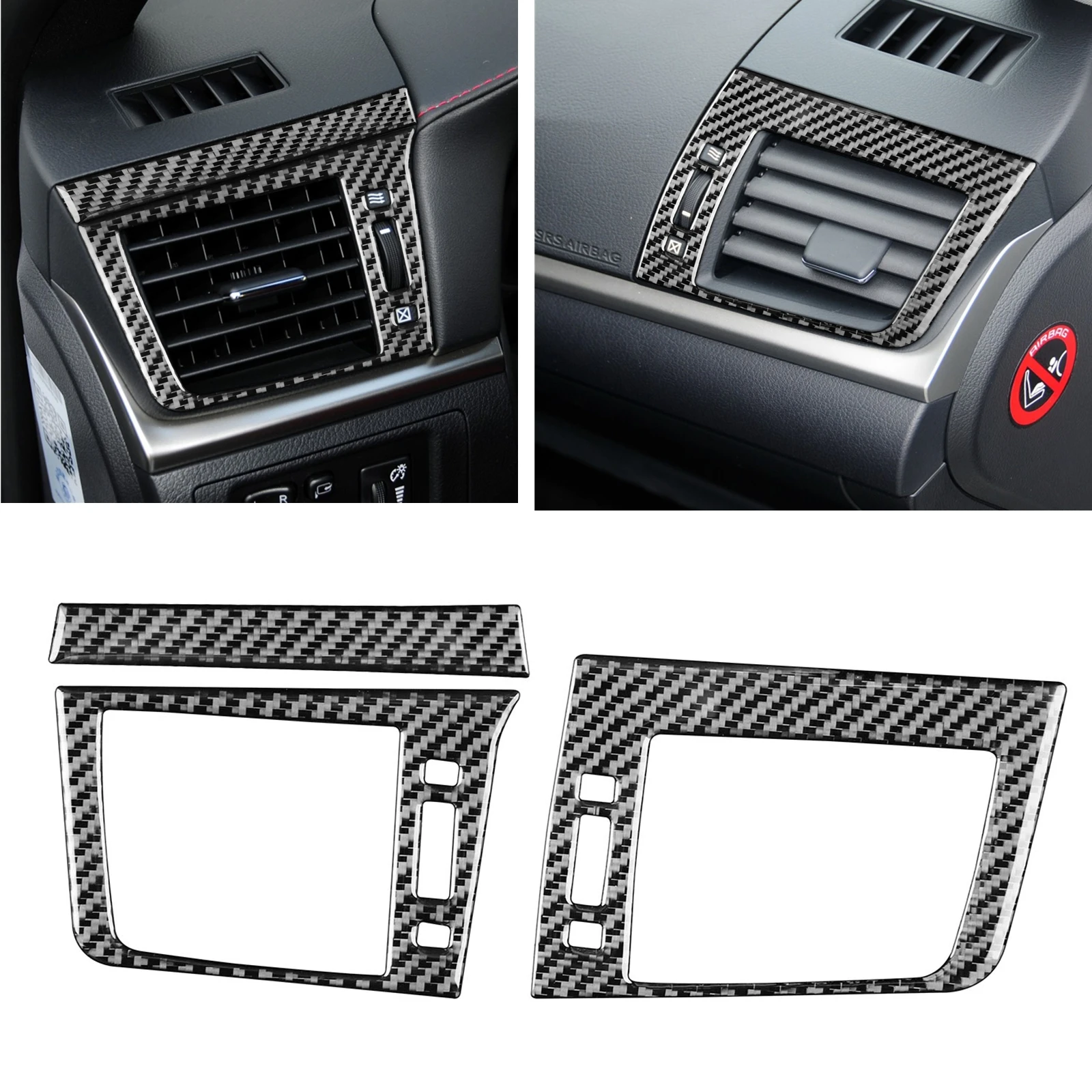 

For Lexus CT CT200h 2011-2017 Carbon Fiber Interior Dashboard Side Air Vent Outlet Cover Trim A/C Conditioning Frame Sticker