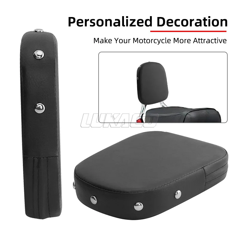 Universal Motorcycle Rear Pad Backrest Sissy Bar Leather Black Cushion For Harley Touring Yamaha Honda Suzuki Chopper Cruiser