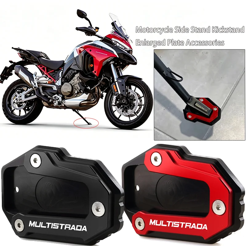 Moto Accessories CNC Kickstand Side Stand Extension Pad Suport Plate For Multistrada 950 1100 1200 1200S/GT 1260 S V4S V4 V2 V2S