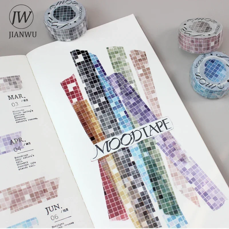 JIANWU 15mm*500cm Simple Plaid Basics Material Decor Washi Tape Creative DIY Journal Scrapbooking Collage Stationery