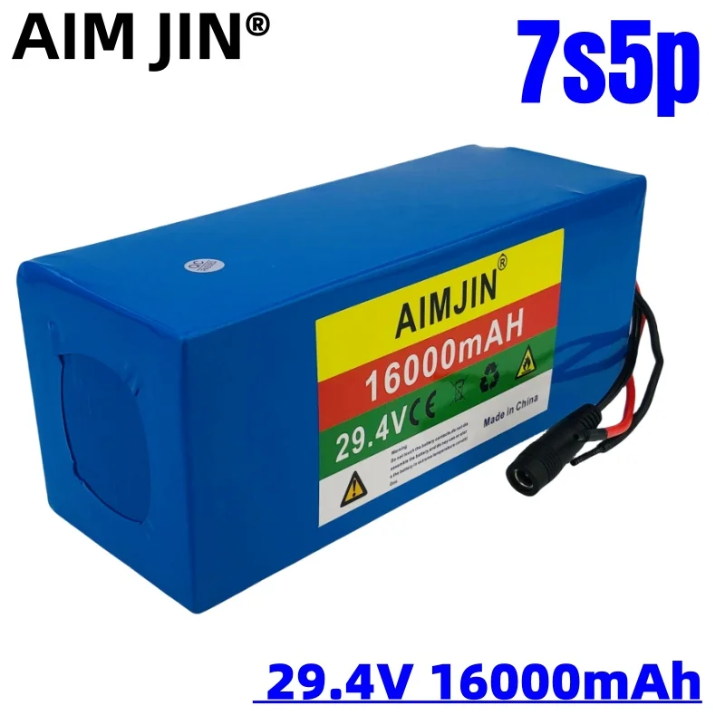 7s5p 24V 16ah 18650 Lithium Battery 16000mah 1000w with BMS 29.4V Electric Scooter Power Battery