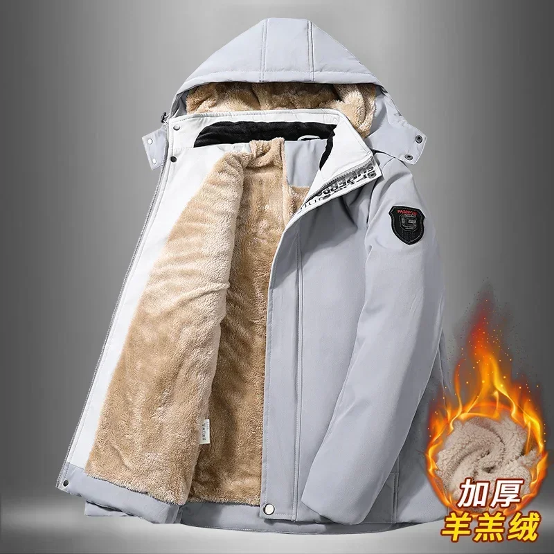 Inverno 7XL giacca da uomo con cappuccio in pile giacche calde addensate antivento Outdoor Soft Shell inverno tempo libero giacca a vento capispalla cappotti