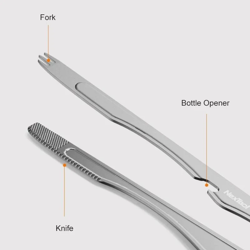 Nextool-Clip multifuncional de titanio para barbacoa, cuchillo y tenedor desmontable, pinza para filetes de ensalada de cocina, herramienta de cocina para exteriores