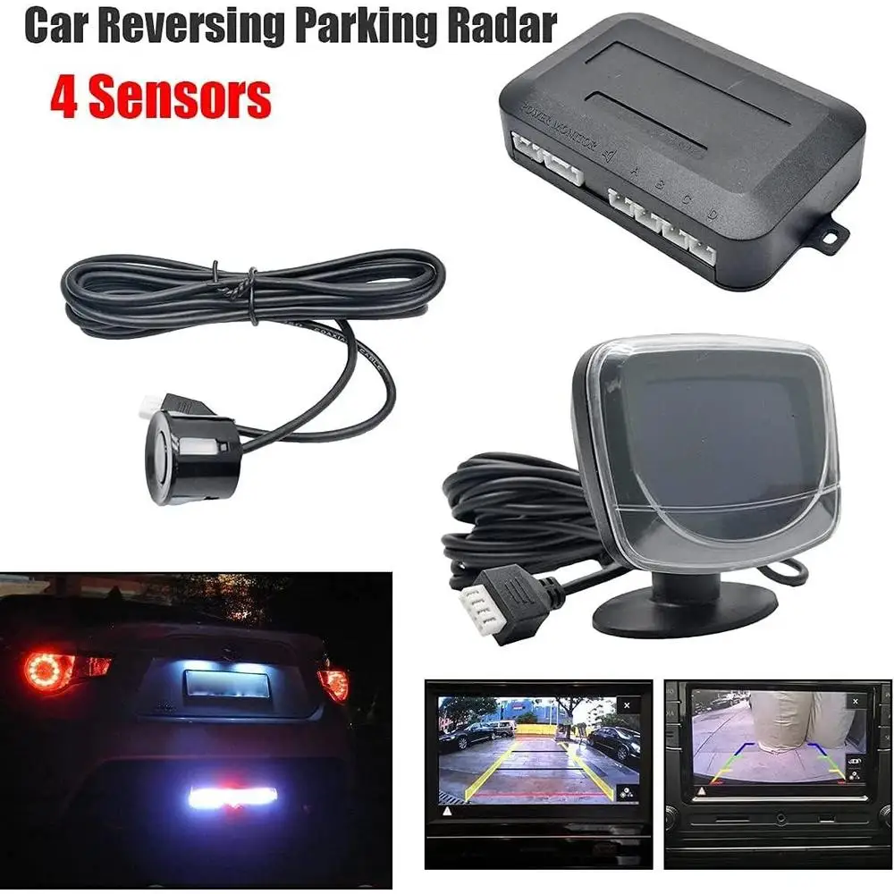 Car Reversing Parking Radar Detector System Kit Universal 4-probe reversing radar LCD display for Toyota Honda Ford Chevrolet