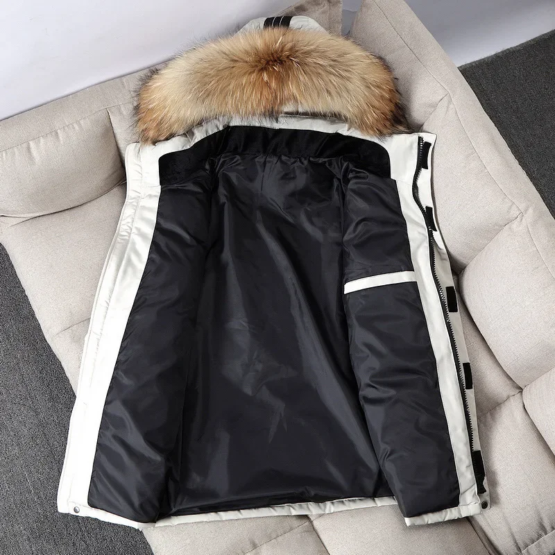 Men Winter Duck Down Coats Hooded Fur Collar Casual Long Puffer Jackets Quality Male Outdoor Windproof Warm Winter Parkas 4XL