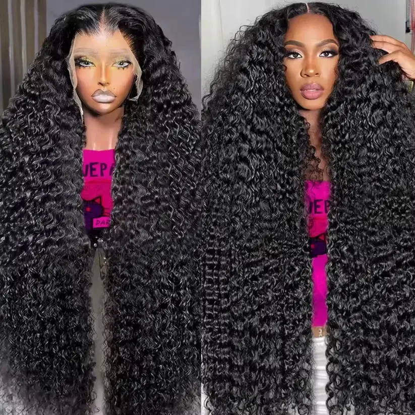 Jerry Curly Human Hair Wig Natural Black Wide & Daily HD Lace 13x4 Long 16-42 Brazilian Virgin Hair Pre Plucked Undetectable Hairline Inch For Daily Hairstyle
