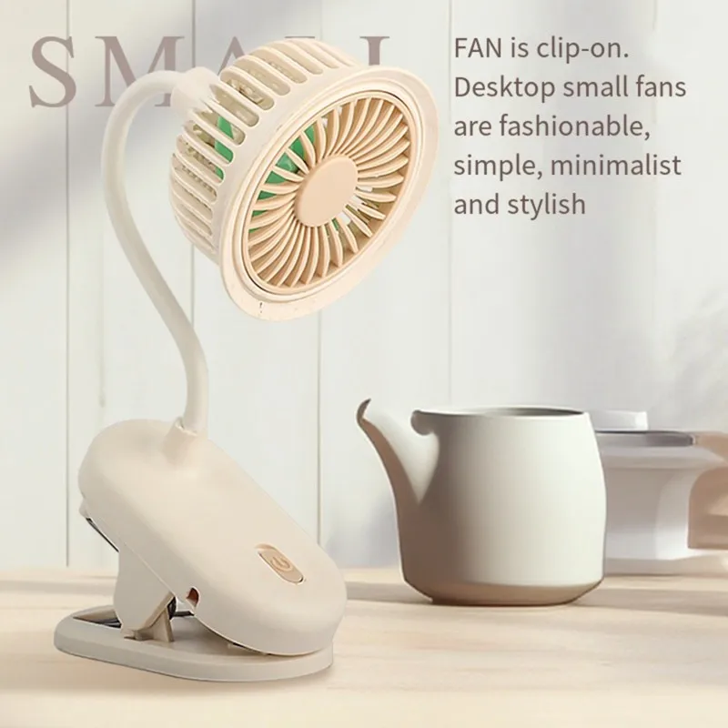 B47B-USB Rechargeable Desk Fan-Compact, 3-Speed, Low Noise, Portable With Clip Design For Office And Home