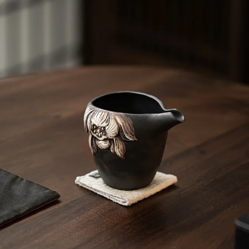 Ji Feng Stoneware Tea Pot Creative Handmade Retro Serving Cup Fair Kung Fu Ceremony Utensil Pitcher Gong Dao Bei