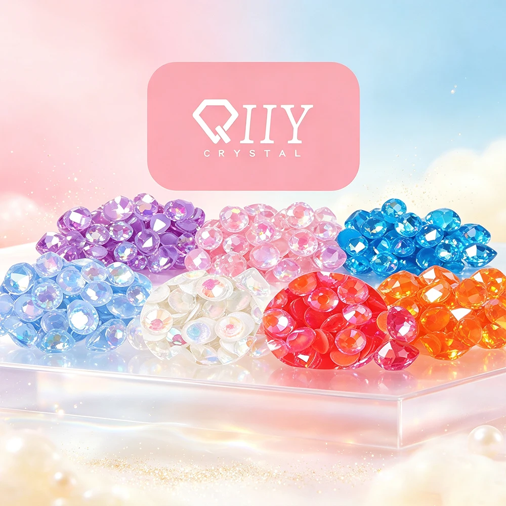 Strass en verre à dos plat QIIY AAAAA SS6-SS30 Mocha Shimmer, super brillants, à coller, pierres 3D pour nail art DIY