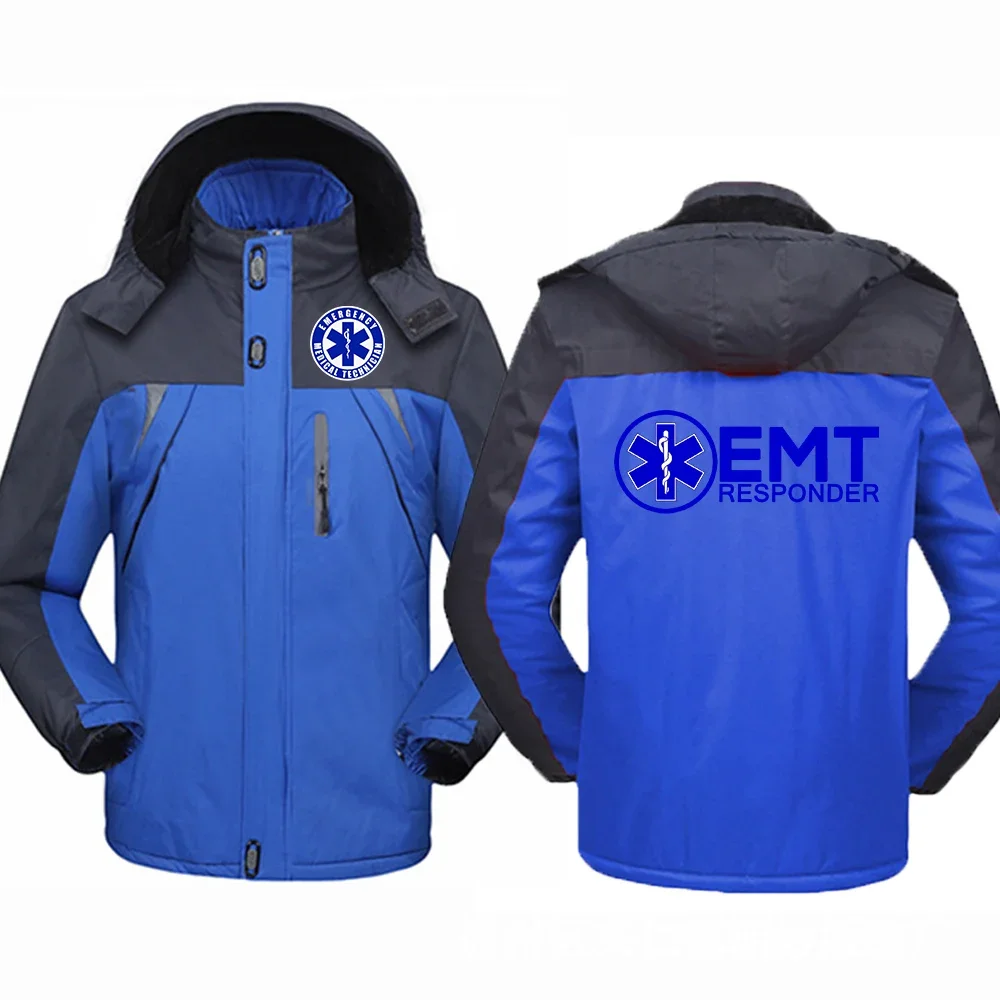 2024 New EMT Emergency Ambulance Men Zipper Jacket Motorcycle Windbreaker Windproof Thicken Outwear Outdoor Sports Man Overcoat