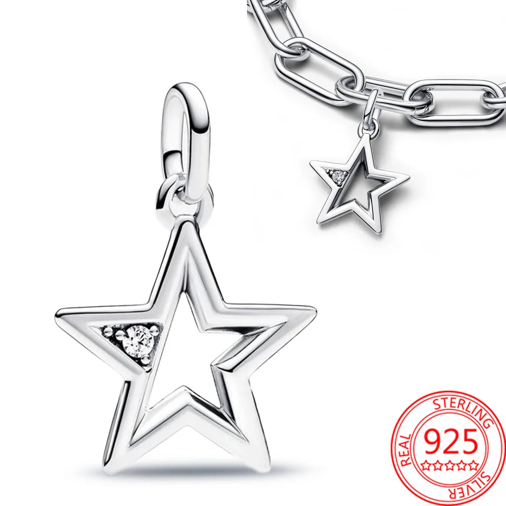 Unique 925 Sterling Silver ME Sparkling Star Medallion Charm Fit Pandora Bracelet Women\'s Moonlight Jewelry Accessories