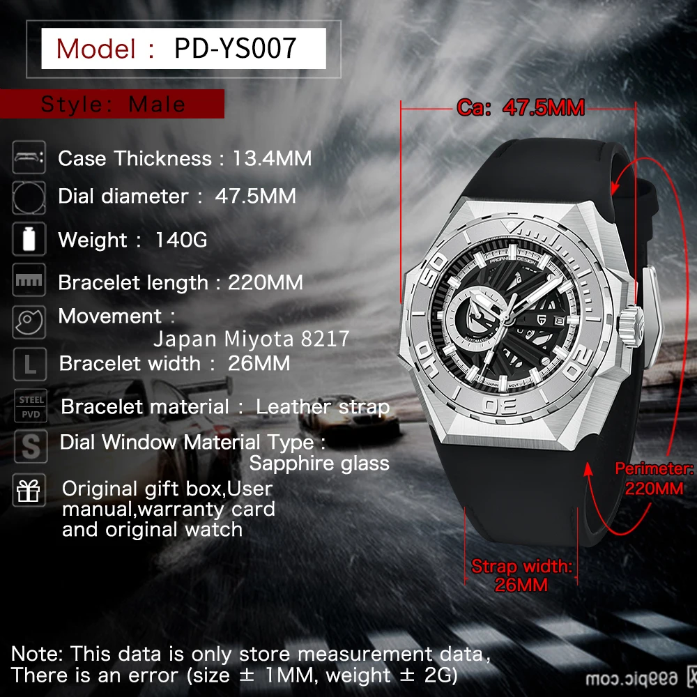 PAGANI DESIGN 2023 NEW Luxury Hollow Out Men Mechanical Code Watches Stainless Steel Sapphire Waterproof Clock Reloj Hombre 007