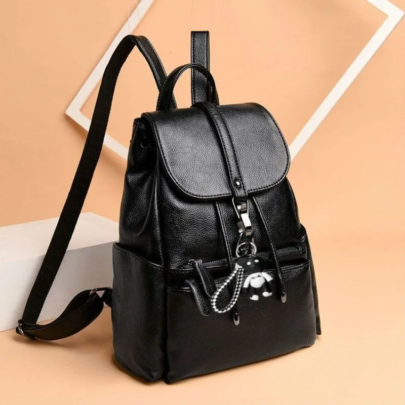 

2025 New Fashionable and Versatile Backpack Soft Leather Casual and Fashionable Travel Large Capacity School Bag