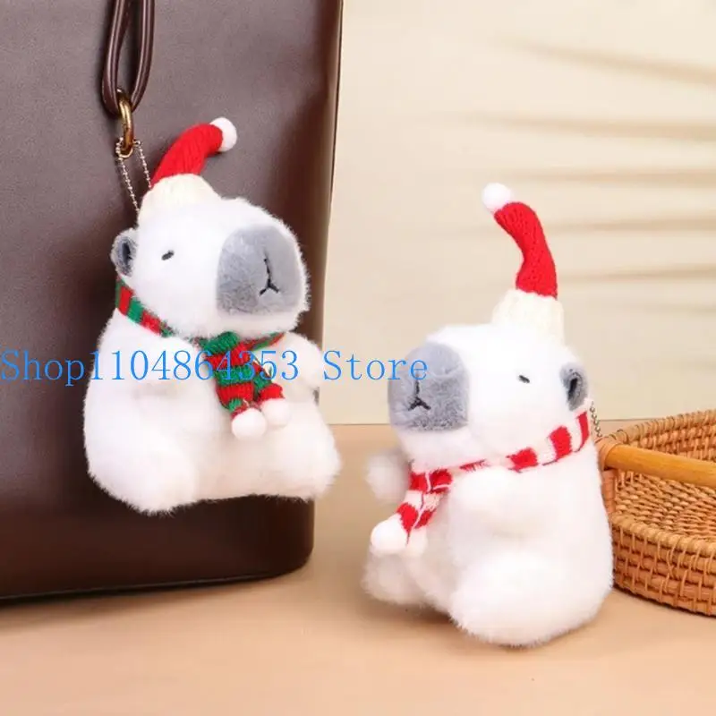 652F Delightful Capybaras Plush Toy Keychain Soft Plush Pendant Capybaras Plush Ornament for Christmas Tree and Bag Decors