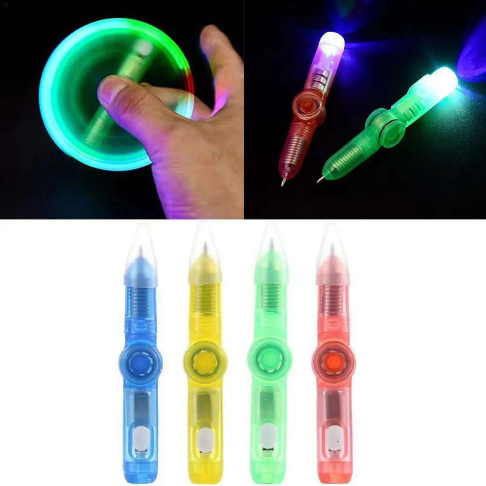 LED Pen Ball Pen Fidget Spinner Hand Top Glow In Dark Light EDC Stress Relief Toys Kids Toy Gift Office School Supplie