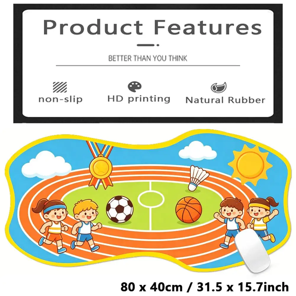Games Playmat Sports Field Football Basketball Scene Table Mat Brings Energetic Feeling For Laptop And Bedroom Learning Zones