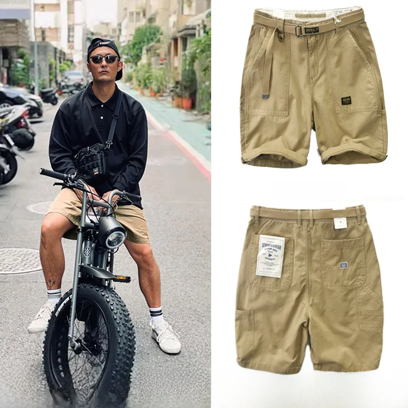 

Loose Fit Military Sle Workwear orts Men's Summer Casual mid Waist Pants Khaki Color Trendy Large Size Five Parts Pants