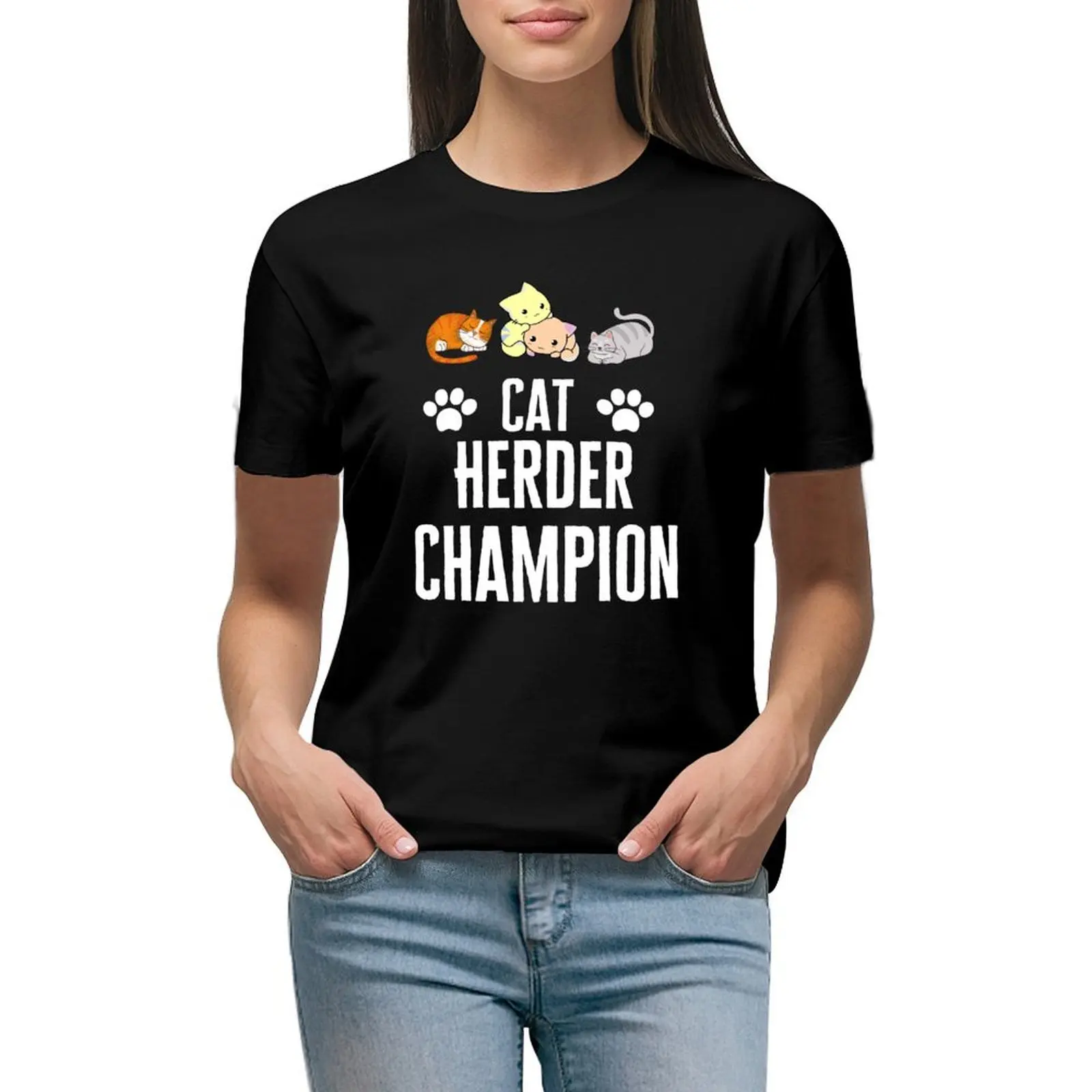 

funny Cat Herder Champion cute .gift for cat lover . T-shirt tees cute clothes black t shirts for Women