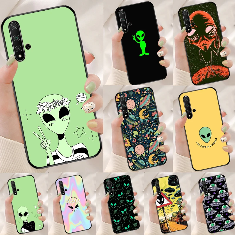 Cartoon Alien Case For Huawei Honor 70 50 X8 X9a Magic5 90 Lite P20 P30 P40 P60 Pro P Smart Nova 5T Cover