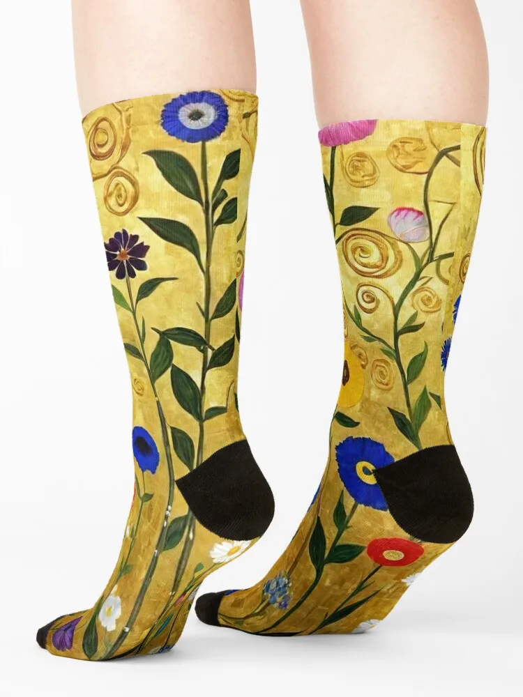 Gustav Klimt Flowers with Gold Socks ankle retro snow gifts Socks Male Women's