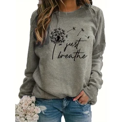 Autumn Winter Dandelion Slogan Sweatshirts 3D Print Women Crew Neck Hoodies Casual Long Sleeve Y2k Pullovers Top Female Clothing