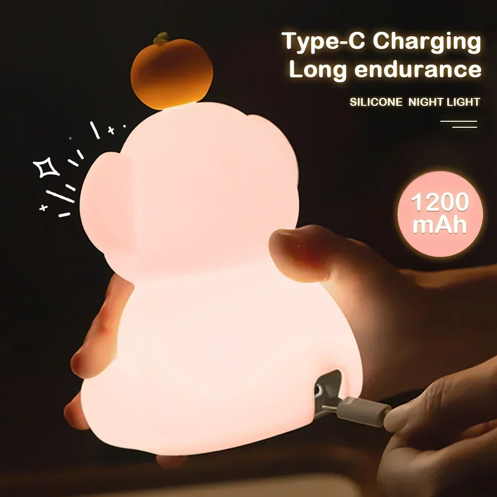 Cute Elephant Night Light Soft Silicone LED Elephant Lamp USB Rechargeable with Timer Sleeping Lamp For Bedroom Decor Kids Gifts