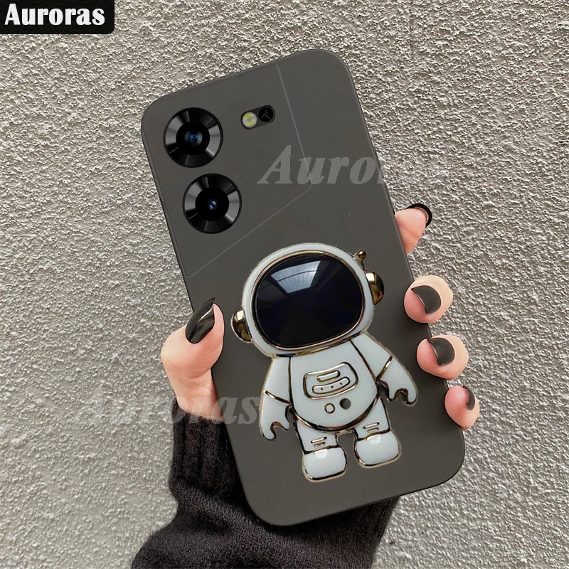 Auroras For Tecno Pova 5 Case With Astronaut Holder Ultra-Thin Matte Soft Silicone Shell For Tecno Pova 5 Free Fire Neo 3 Cover