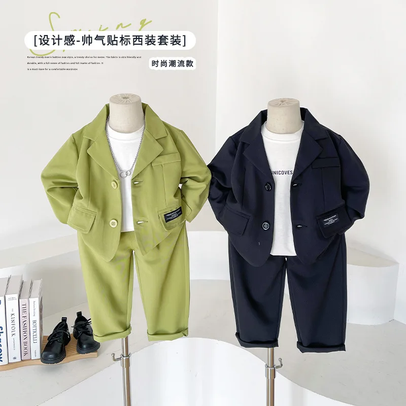 

Children Clothing Set 2024 Early Spring New Fashionable Korean Style Handsome Boys and Girls Labeled Casual Two Piece Set