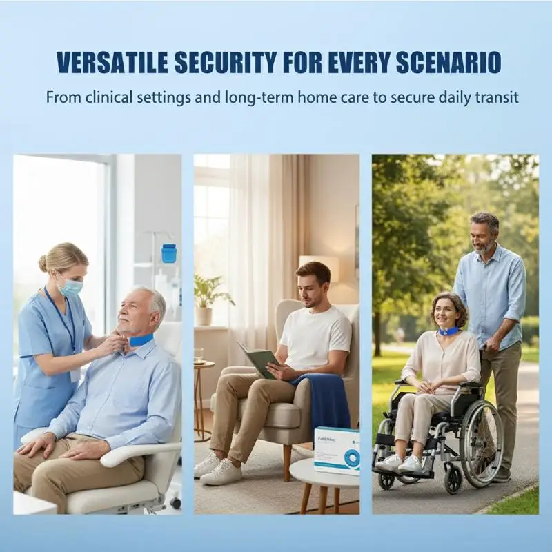 Tracheostomy Tube Collar Holder Adjustable Medical Hook and Loop Comfort Reusable for Patient Assistance